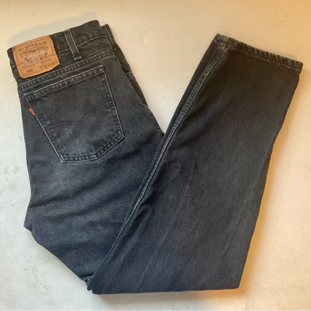 Vintage Levis 550 Orange Tab Relaxed Fit Jeans 36x32 Black Denim